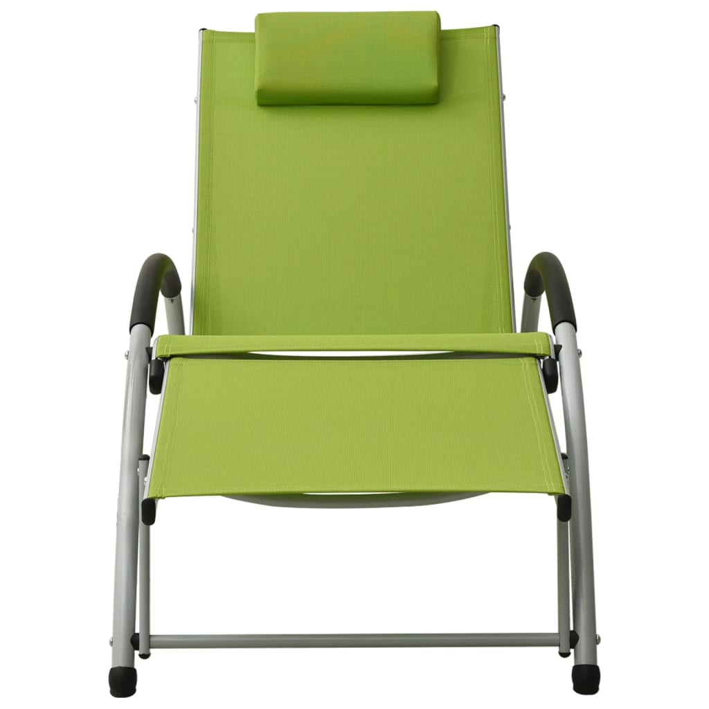 vidaXL Chaise longue avec oreiller Textilène Vert