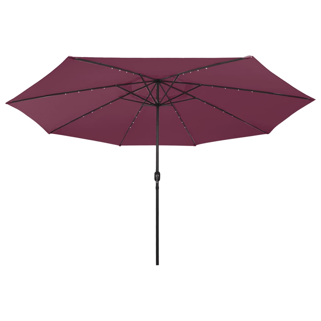 vidaXL Parasol de jardin avec lumières LED mât en métal rouge bordeaux