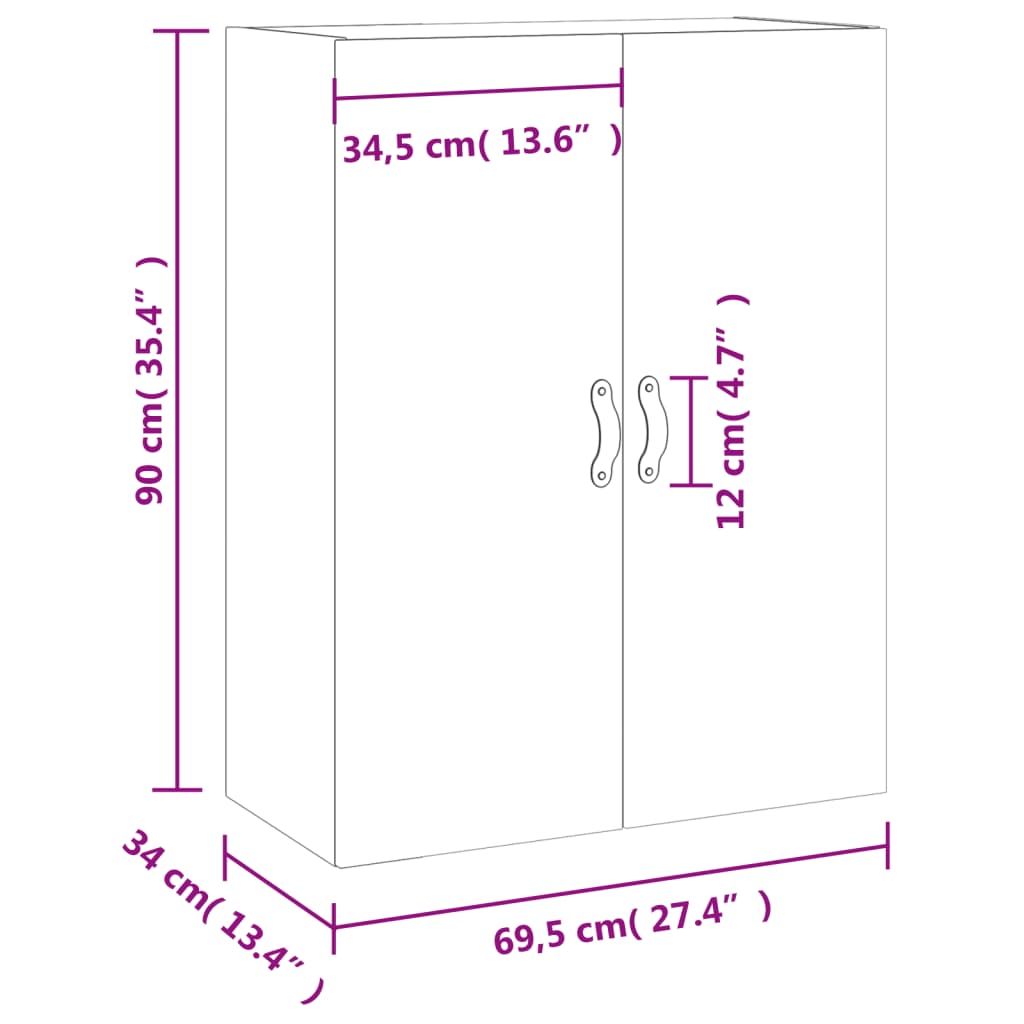 vidaXL Armoire murale blanc 69,5x34x90 cm