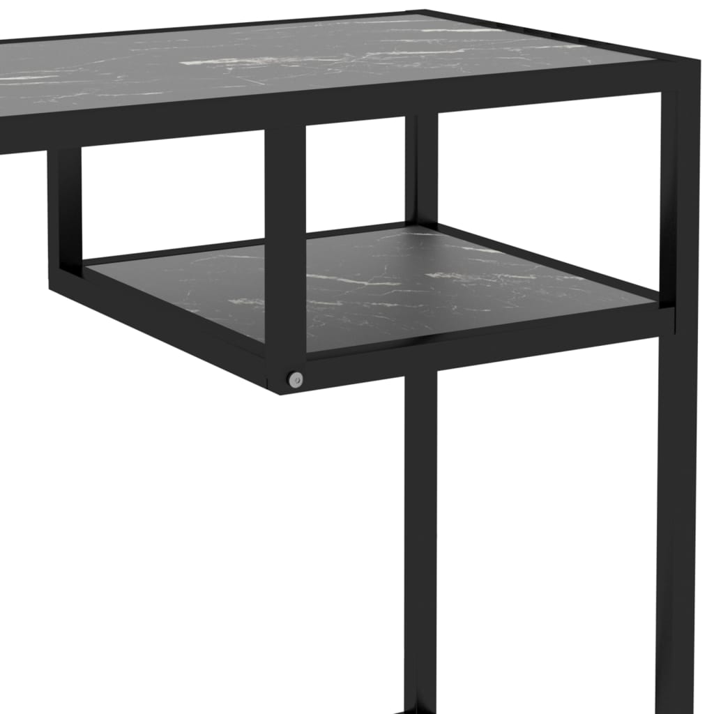 vidaXL Bureau d'ordinateur Marbre noir 100x36x74 cm Verre trempé