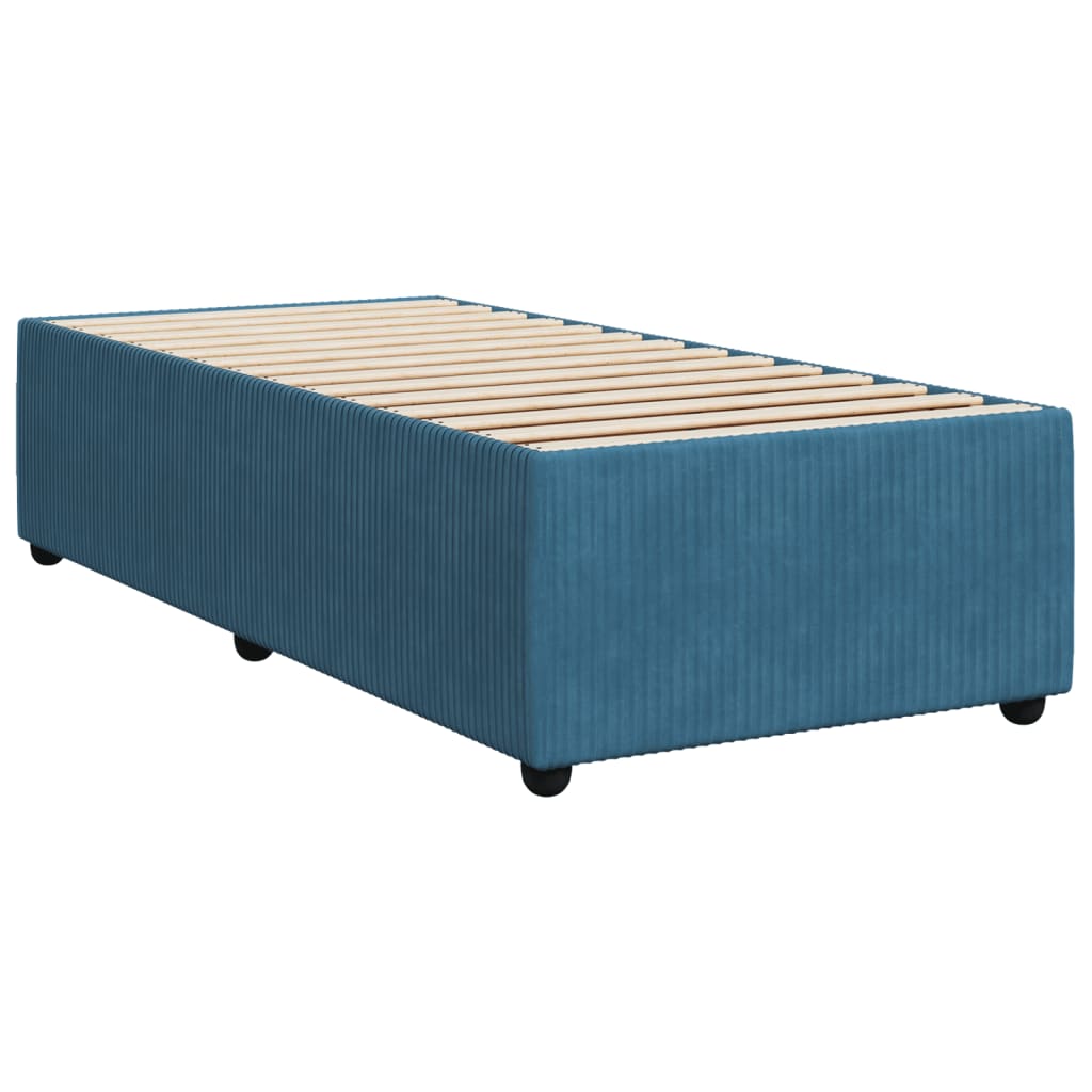 vidaXL Sommier à lattes de lit avec matelas bleu 90x190 cm velours