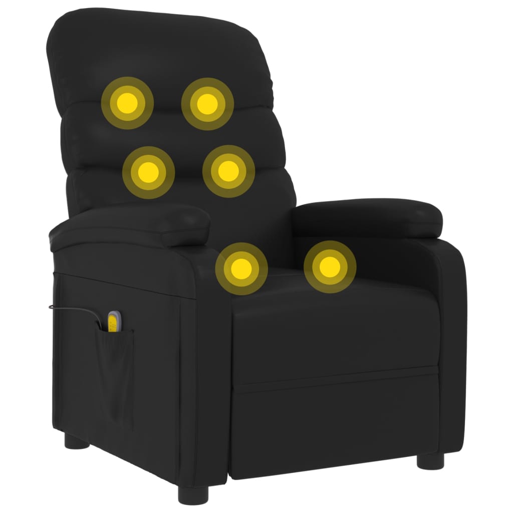 vidaXL Fauteuil de massage Noir Similicuir