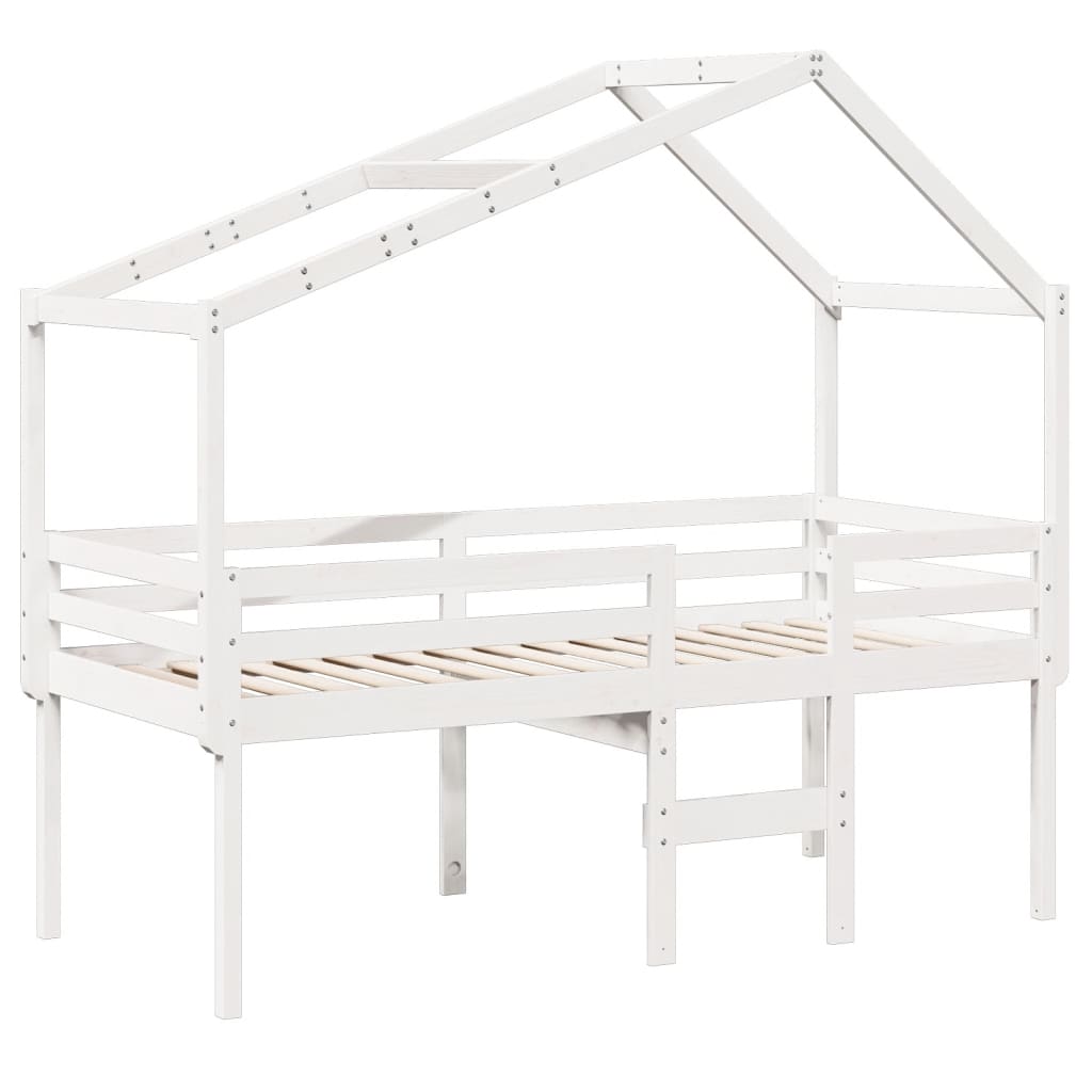 vidaXL Lit haut sans matelas blanc 90x200 cm bois de pin massif