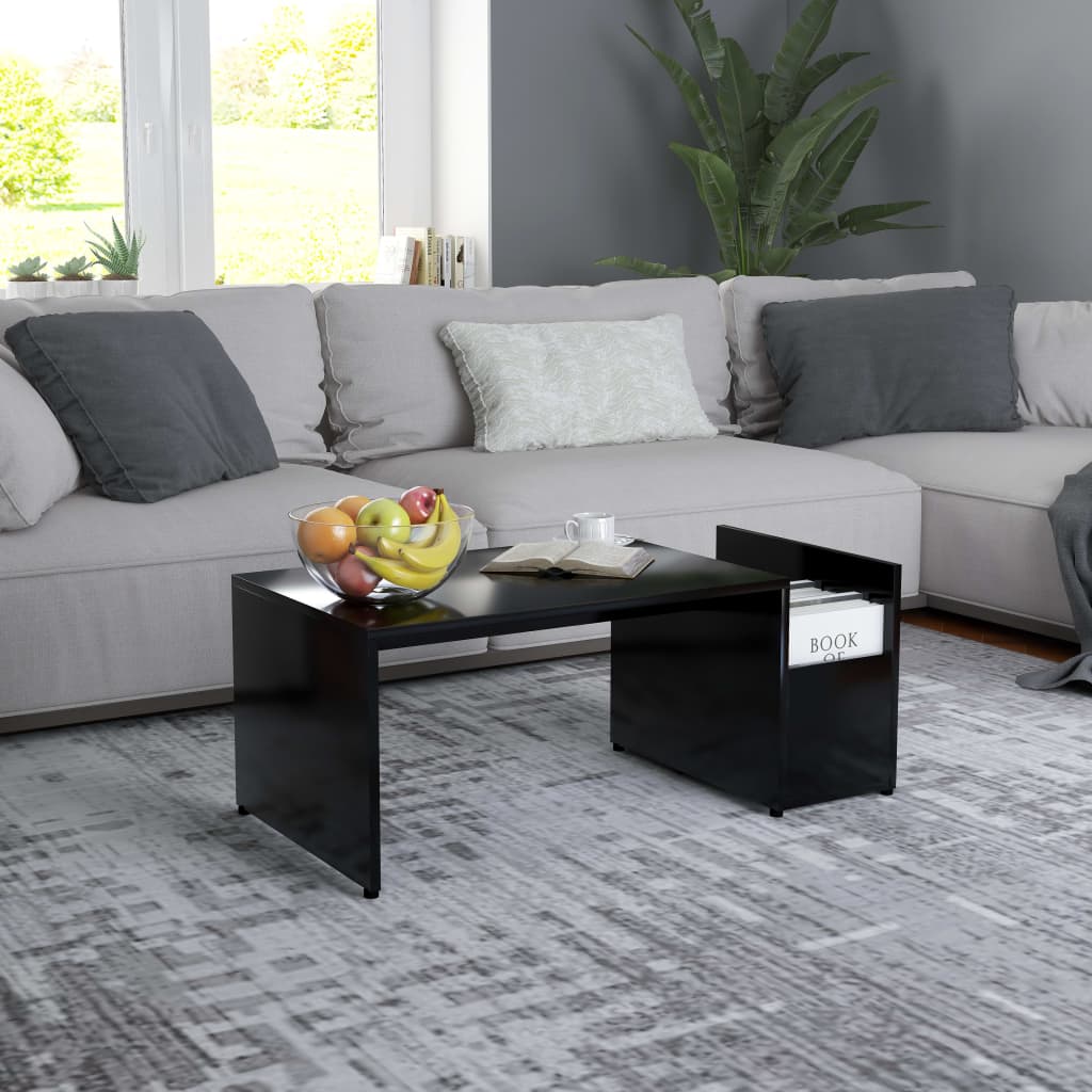 vidaXL Table basse Noir 90x45x35 cm bois d’ingénierie