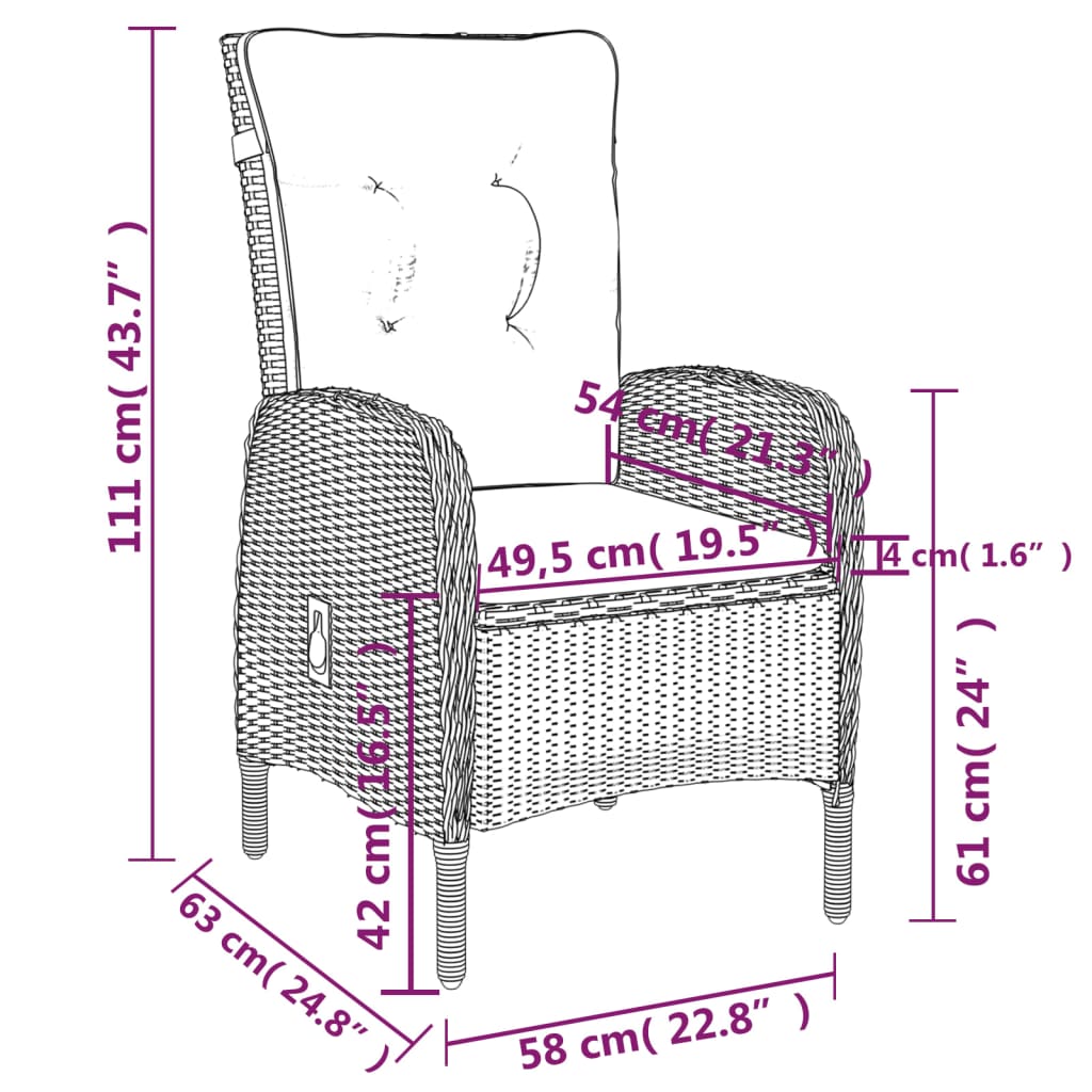 vidaXL Mobilier à dîner de jardin 7 pcs Résine tressée Noir