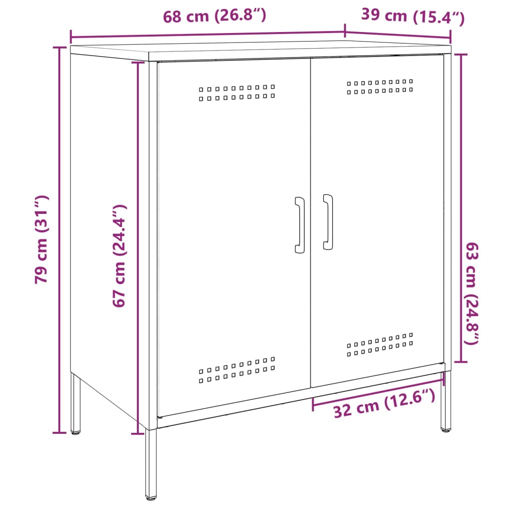 vidaXL Buffet anthracite 68x39x79 cm acier