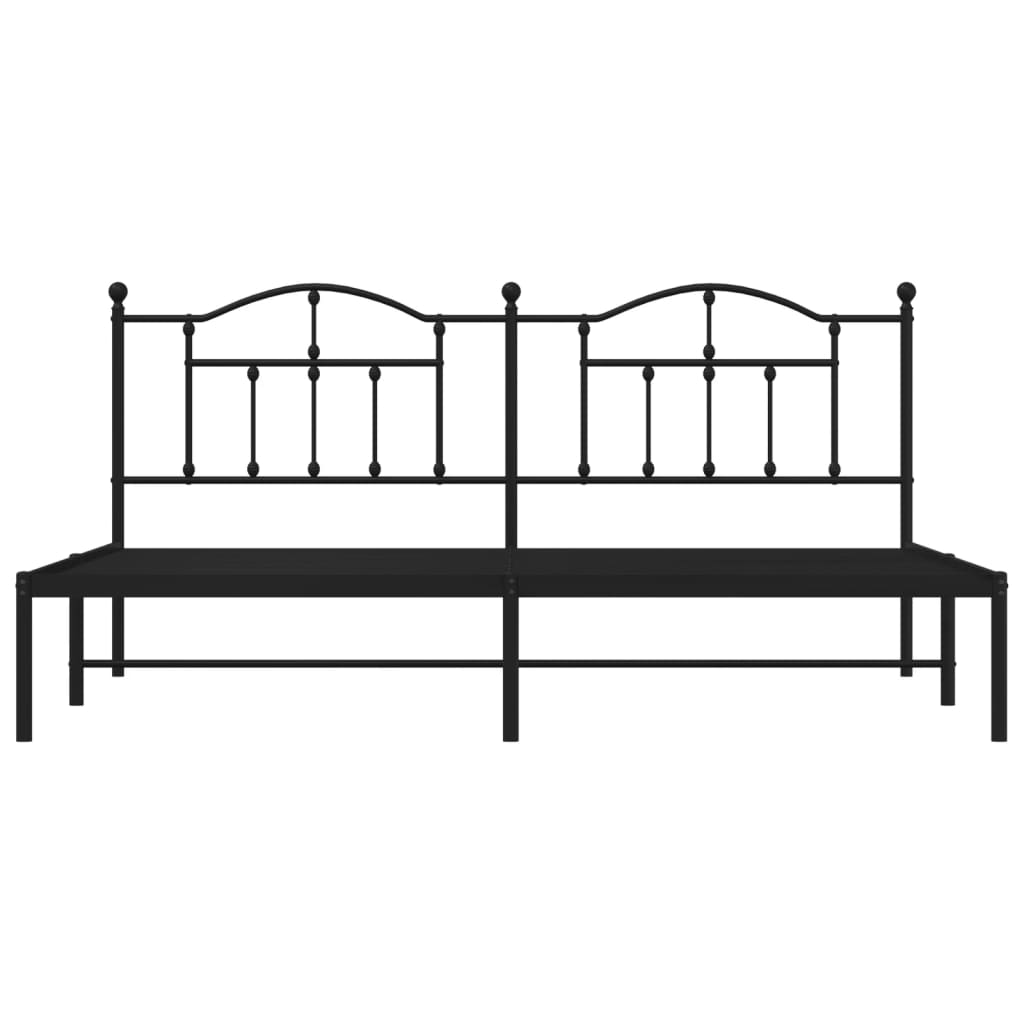 vidaXL Cadre de lit métal sans matelas avec tête de lit noir 200x200cm