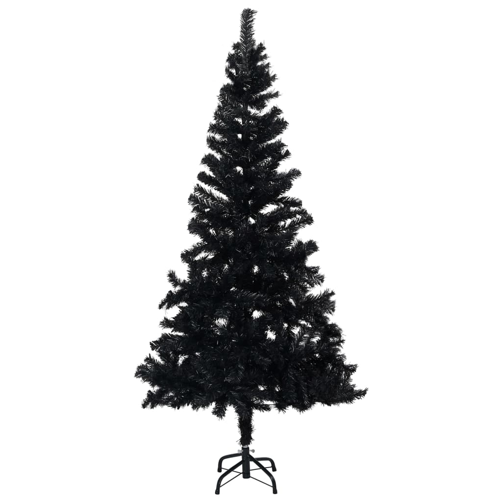 vidaXL Sapin de Noël artificiel pré-éclairé et support noir 240 cm PVC