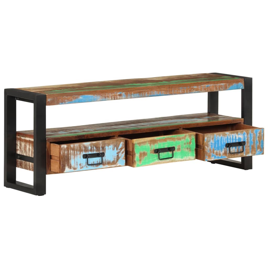 vidaXL Meuble TV 120x30x45 cm Bois massif de récupération