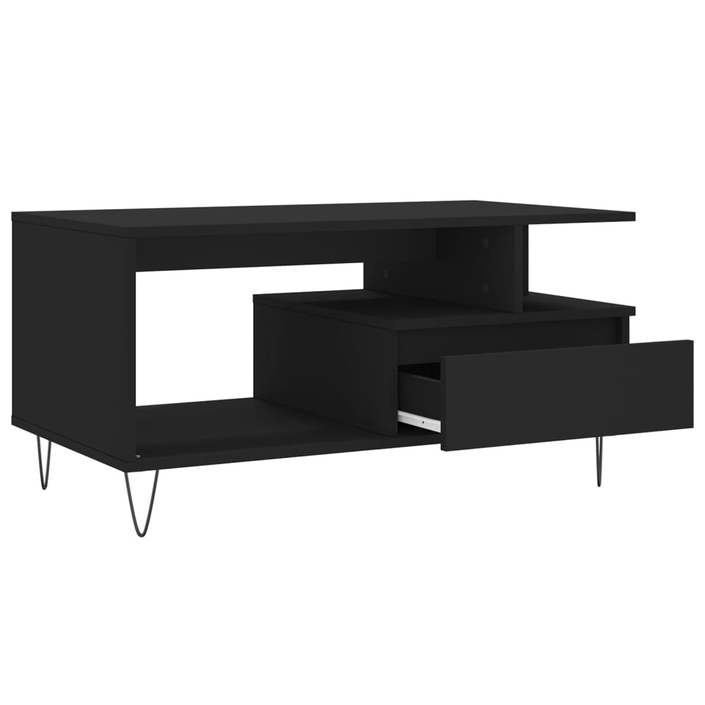 vidaXL Table basse Noir 90x49x45 cm Bois d'ingénierie