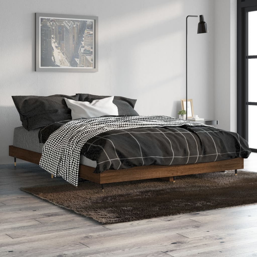 vidaXL Cadre de lit sans matelas chêne marron 135x190 cm