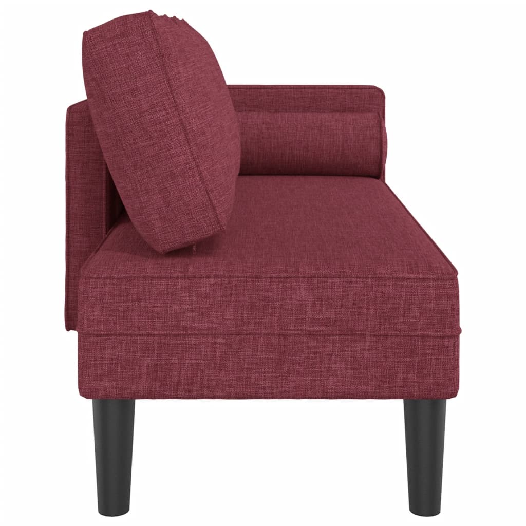 vidaXL Chaise longue avec coussins rouge bordeaux tissu