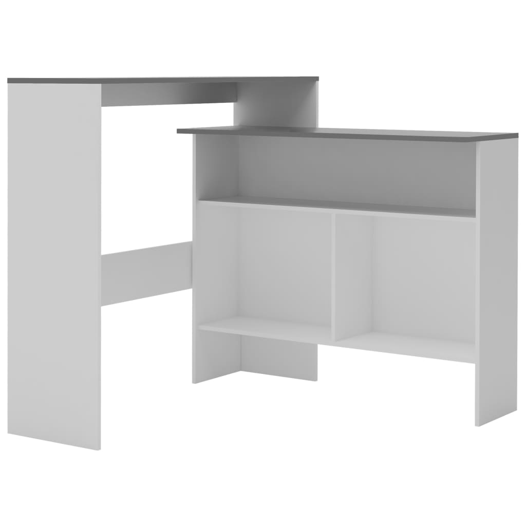 vidaXL Table de bar avec 2 dessus de table Blanc et gris 130x40x120 cm