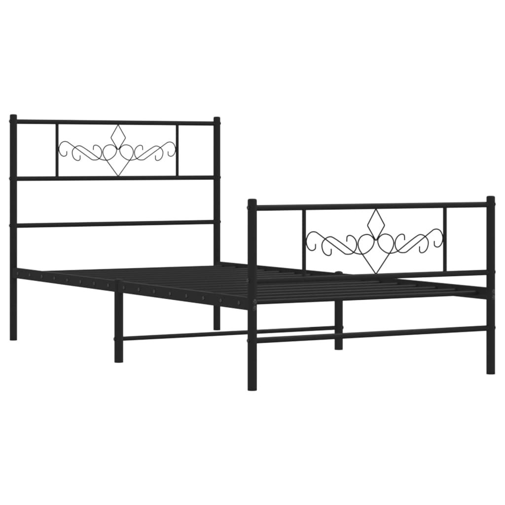 vidaXL Cadre de lit métal sans matelas avec pied de lit noir 100x190cm