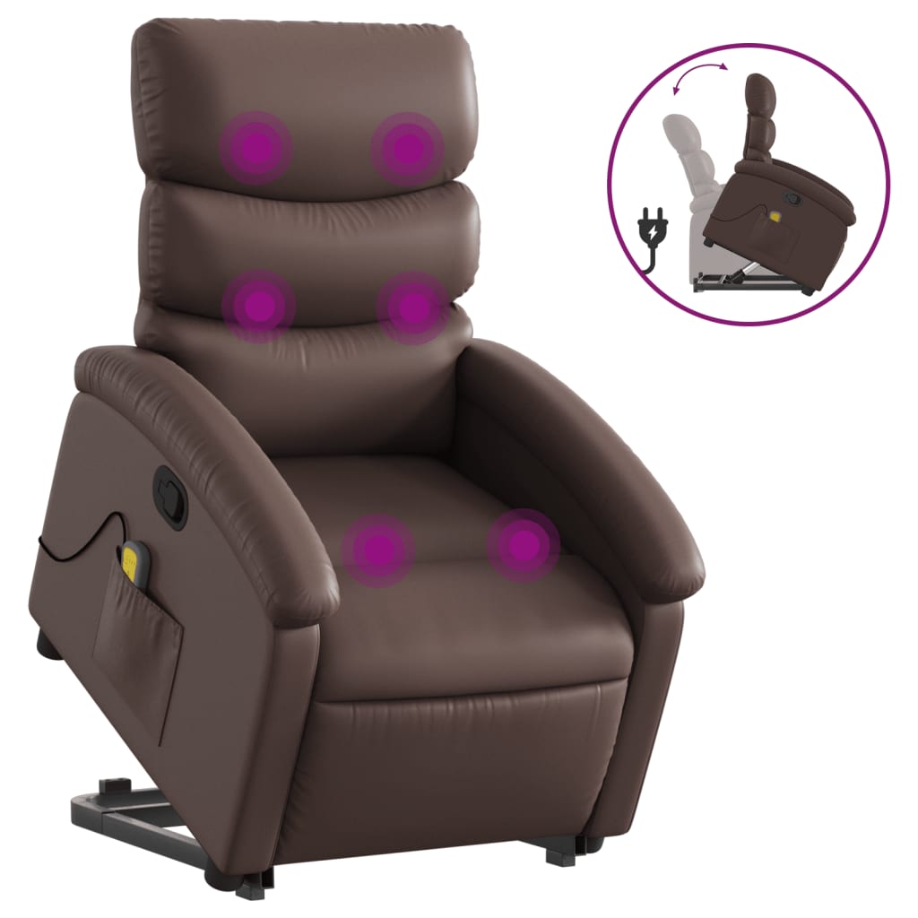 vidaXL Fauteuil inclinable de massage Marron Similicuir