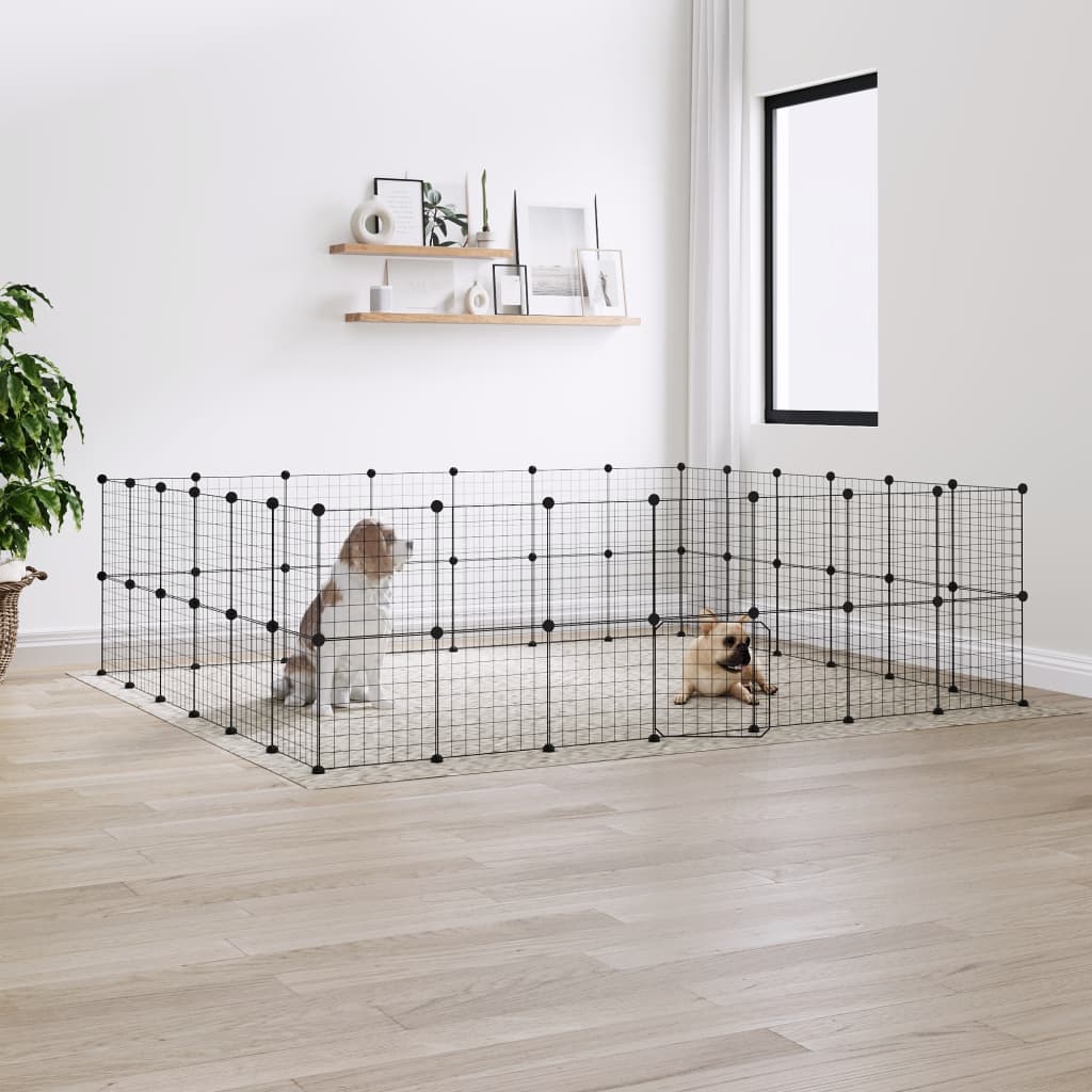 vidaXL Cage animaux de compagnie à 52 panneaux et porte Noir 35x35 cm