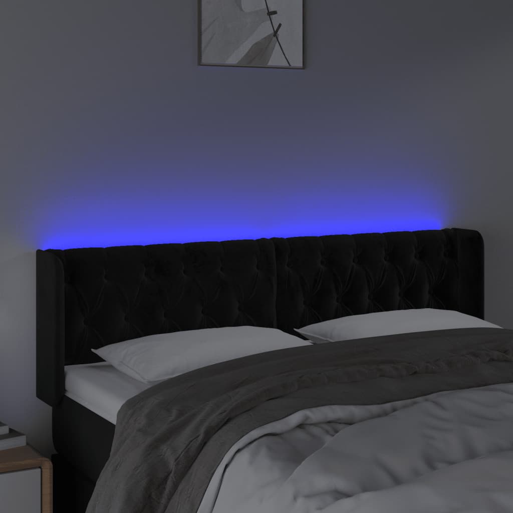 vidaXL Tête de lit à LED Noir 163x16x78/88 cm Velours