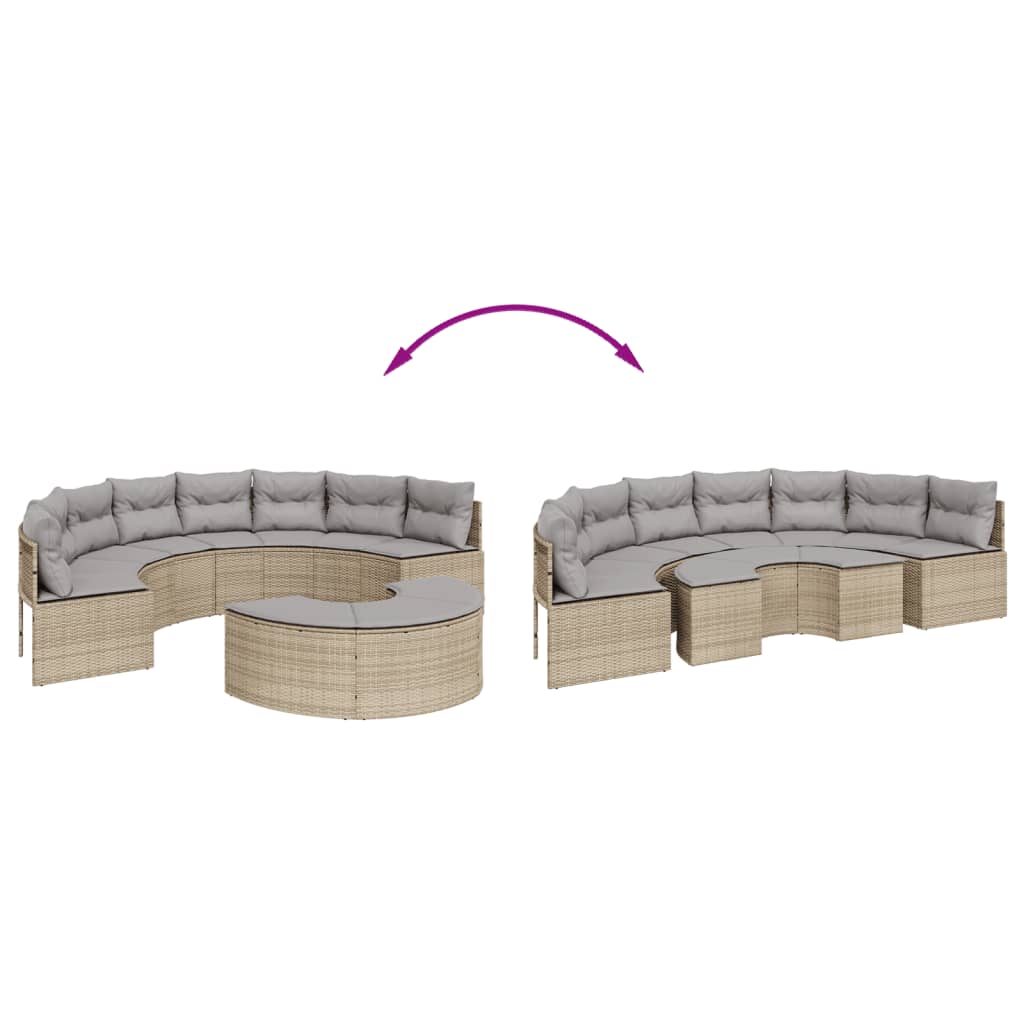 vidaXL Salon de jardin 2 pcs demi-rond beige résine tressée