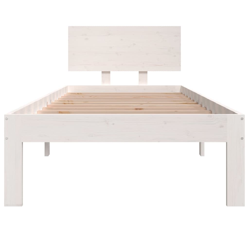 vidaXL Cadre de lit Blanc Bois massif 75x190 cm Petit simple