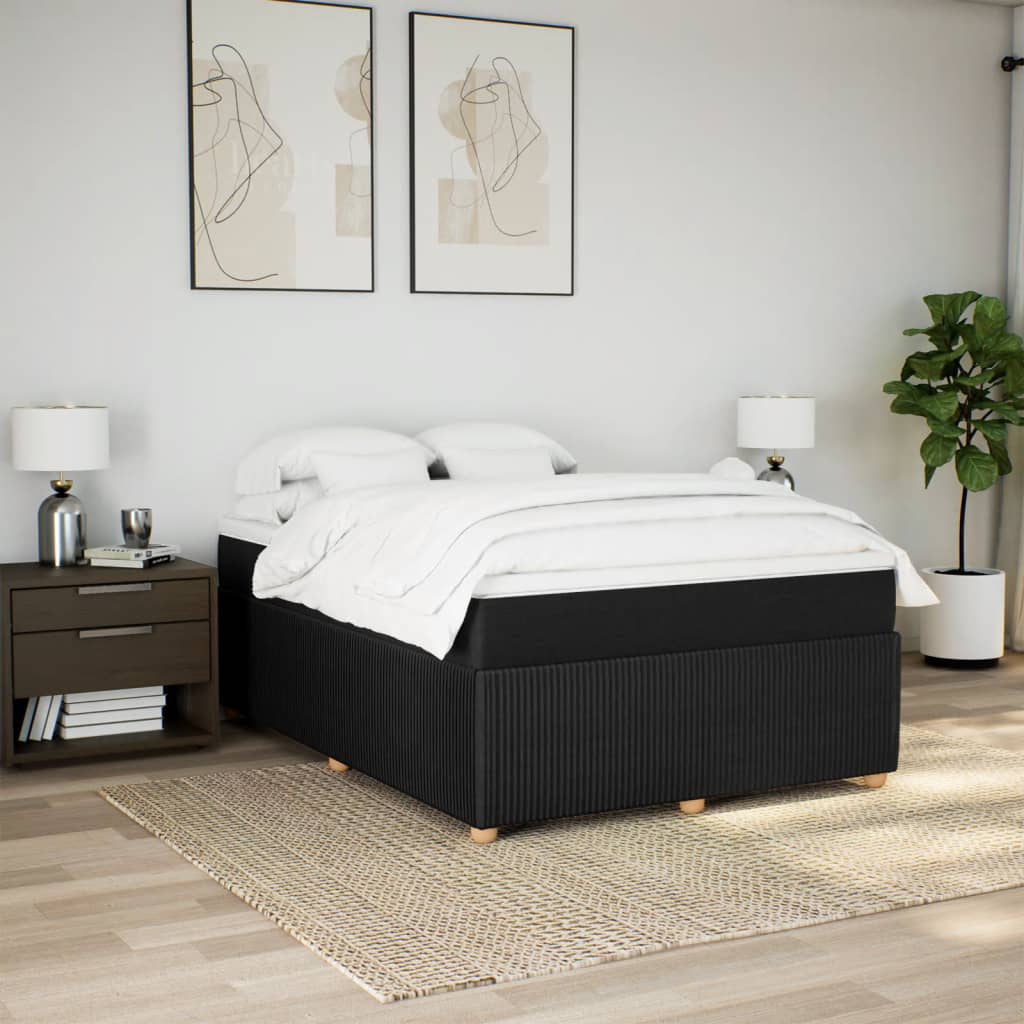 vidaXL Sommier à lattes de lit avec matelas Noir 140x190 cm Tissu