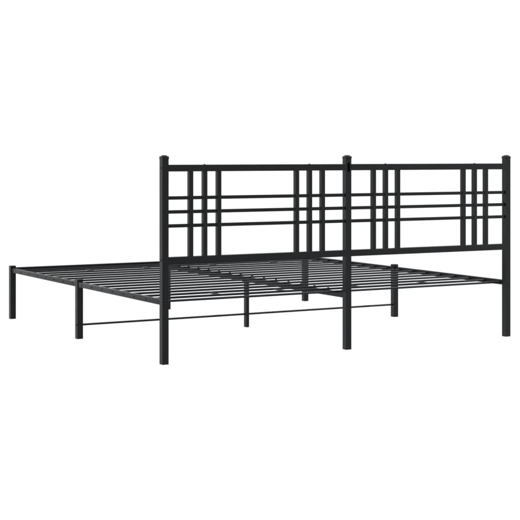 vidaXL Cadre de lit métal sans matelas avec tête de lit noir 200x200cm