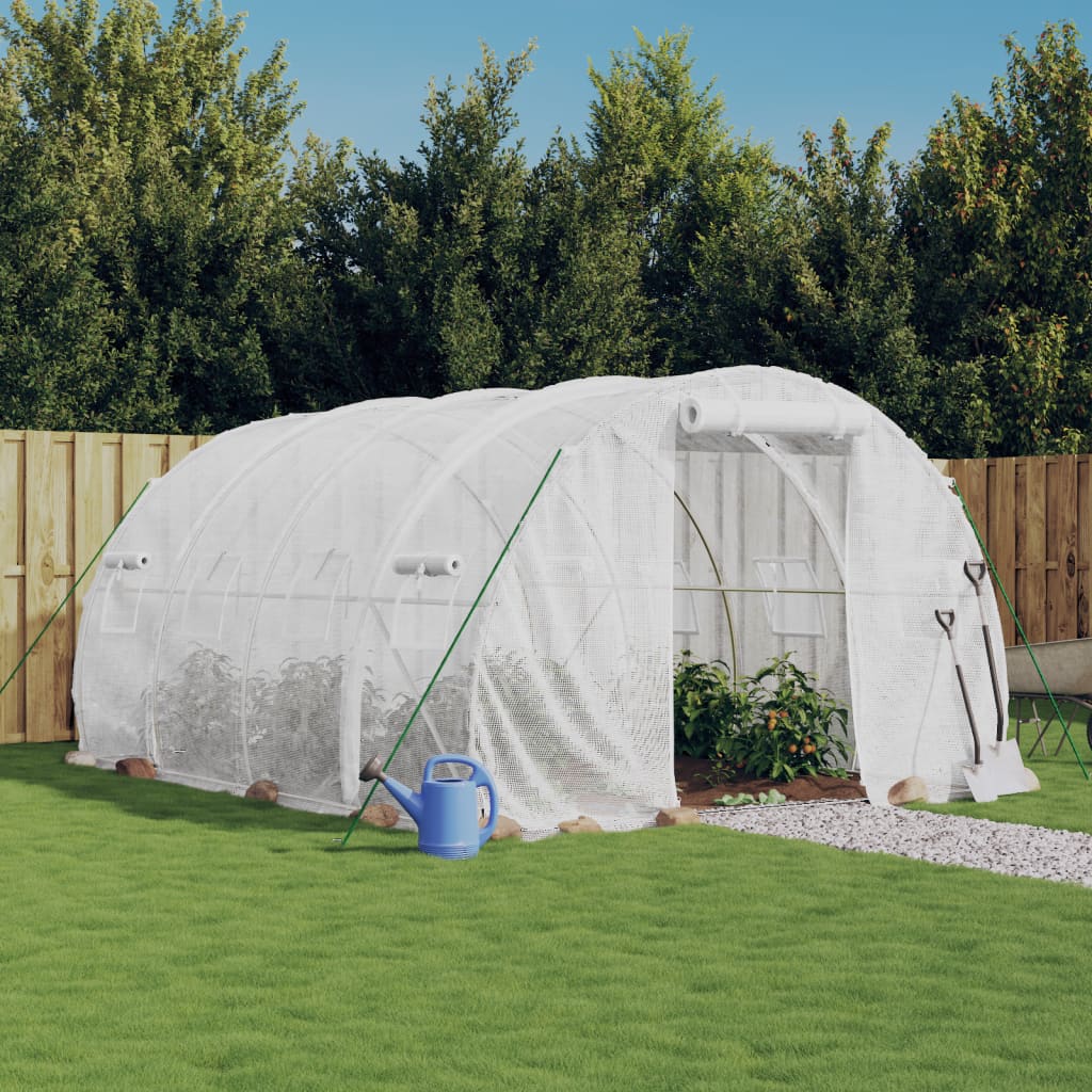 vidaXL Serre avec cadre en acier blanc 12 m² 4x3x2 m