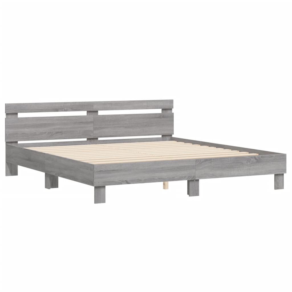 vidaXL Cadre de lit avec LED sans matelas sonoma gris 180x200 cm