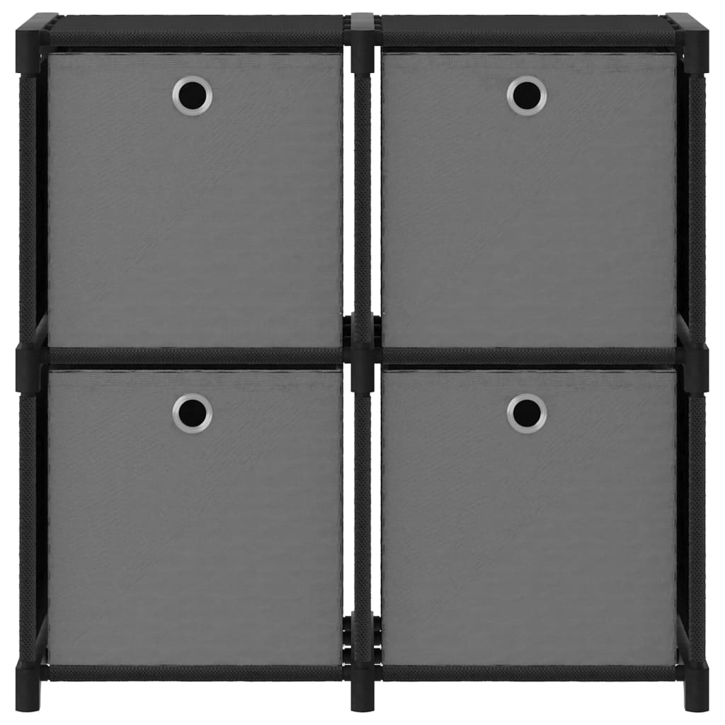 vidaXL Étagère à 4 cubes avec boîtes Noir 69x30x72,5 cm Tissu