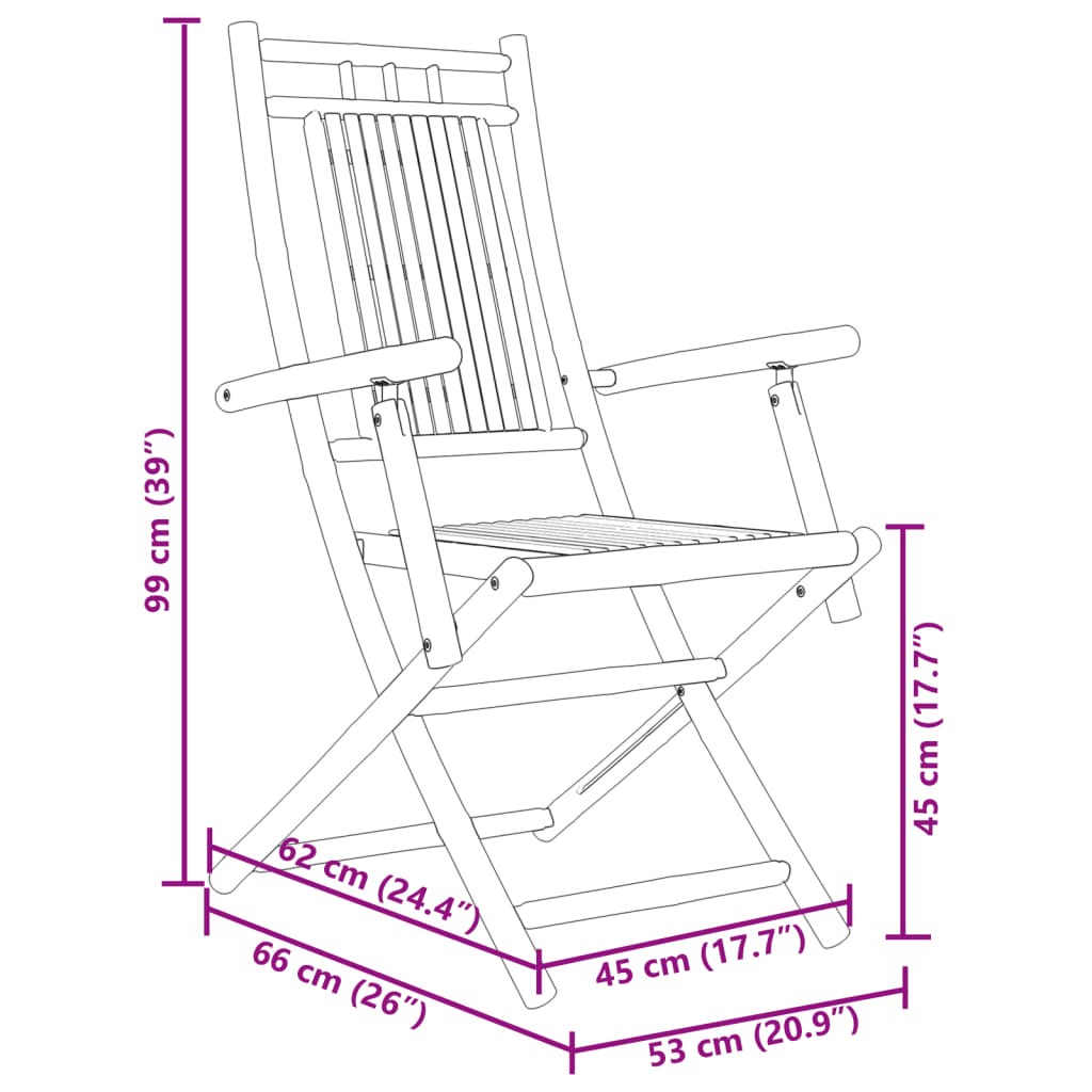 vidaXL Chaises pliables de jardin lot de 6 53x66x99 cm bambou