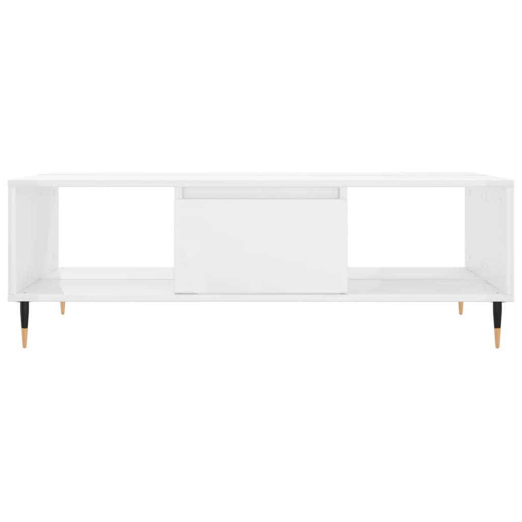 vidaXL Table basse blanc brillant 104x60x35 cm bois d'ingénierie