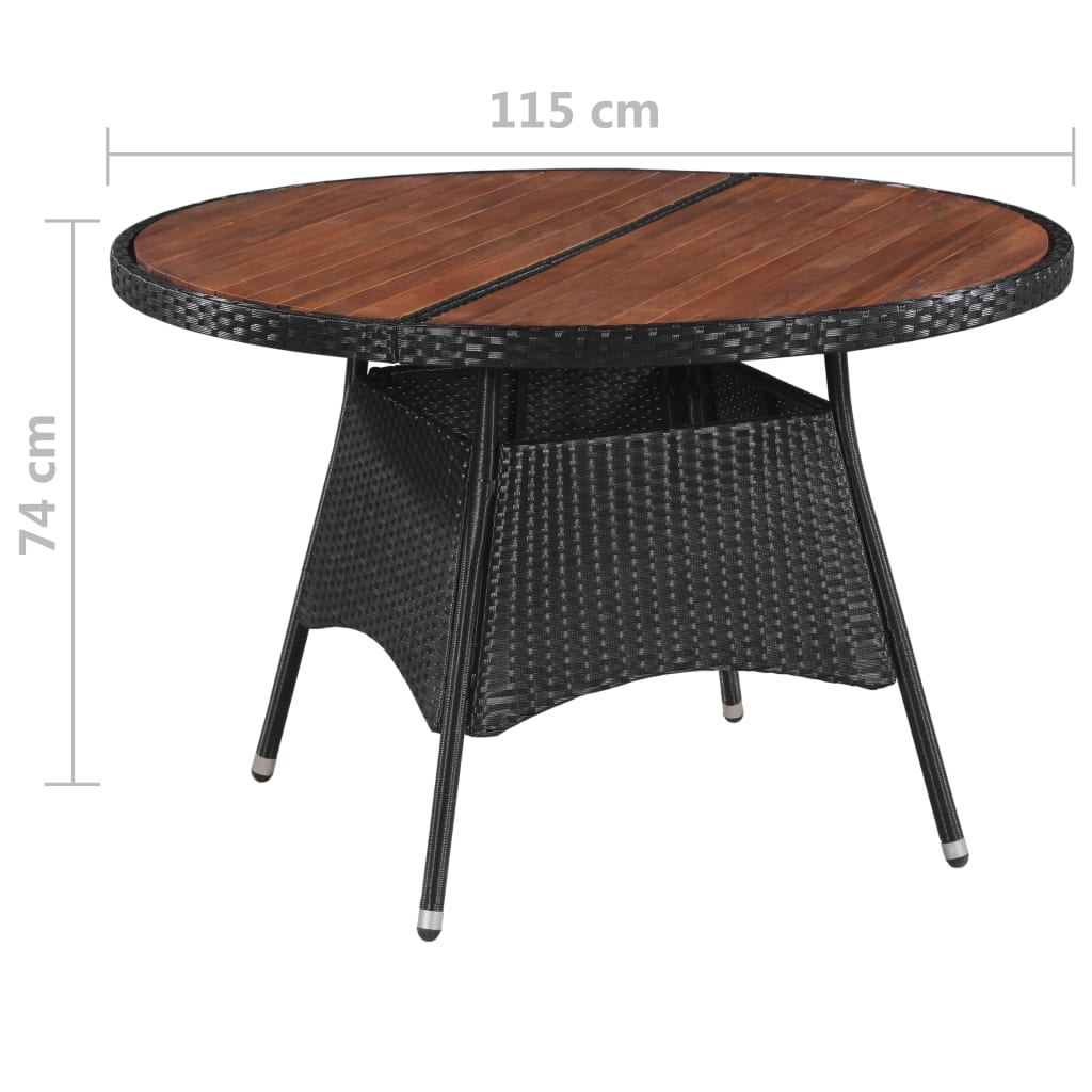vidaXL Table de jardin 115x74cm Résine tressée et bois d'acacia solide