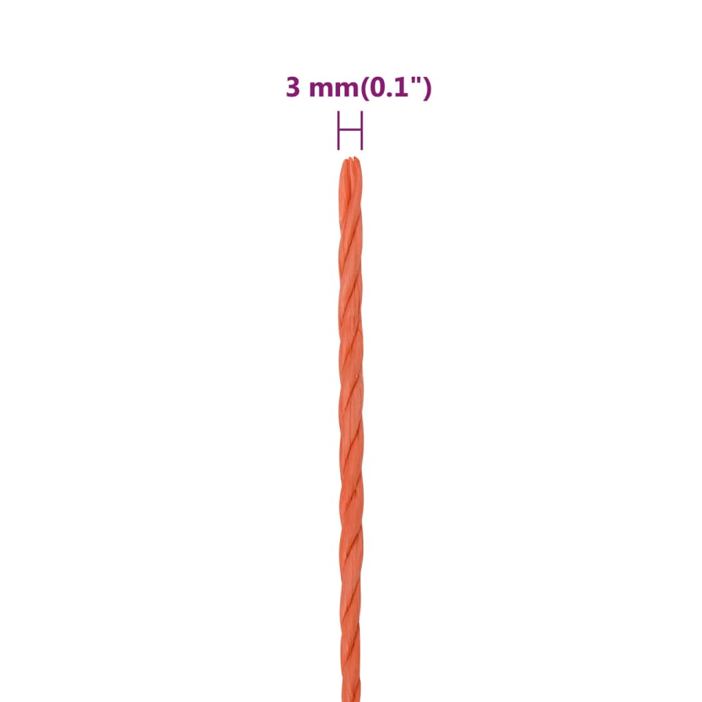 vidaXL Corde de travail Orange 3 mm 25 m Polypropylène