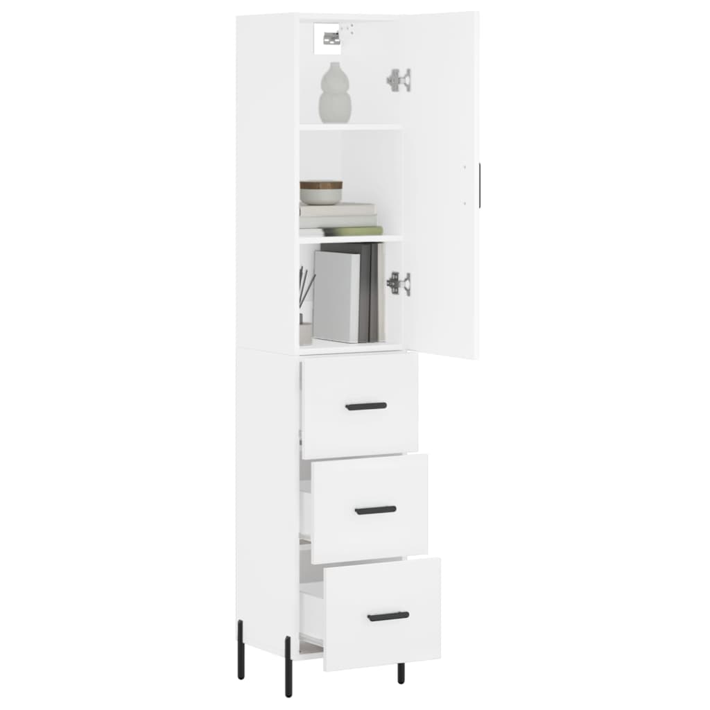 vidaXL Buffet haut Blanc 34,5x34x180 cm Bois d'ingénierie