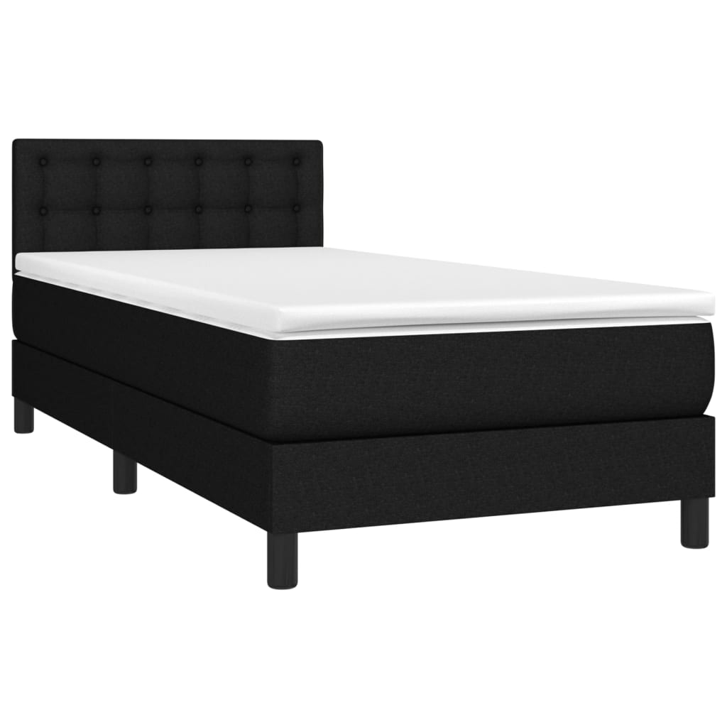 vidaXL Sommier à lattes de lit avec matelas LED Noir 100x200 cm Tissu