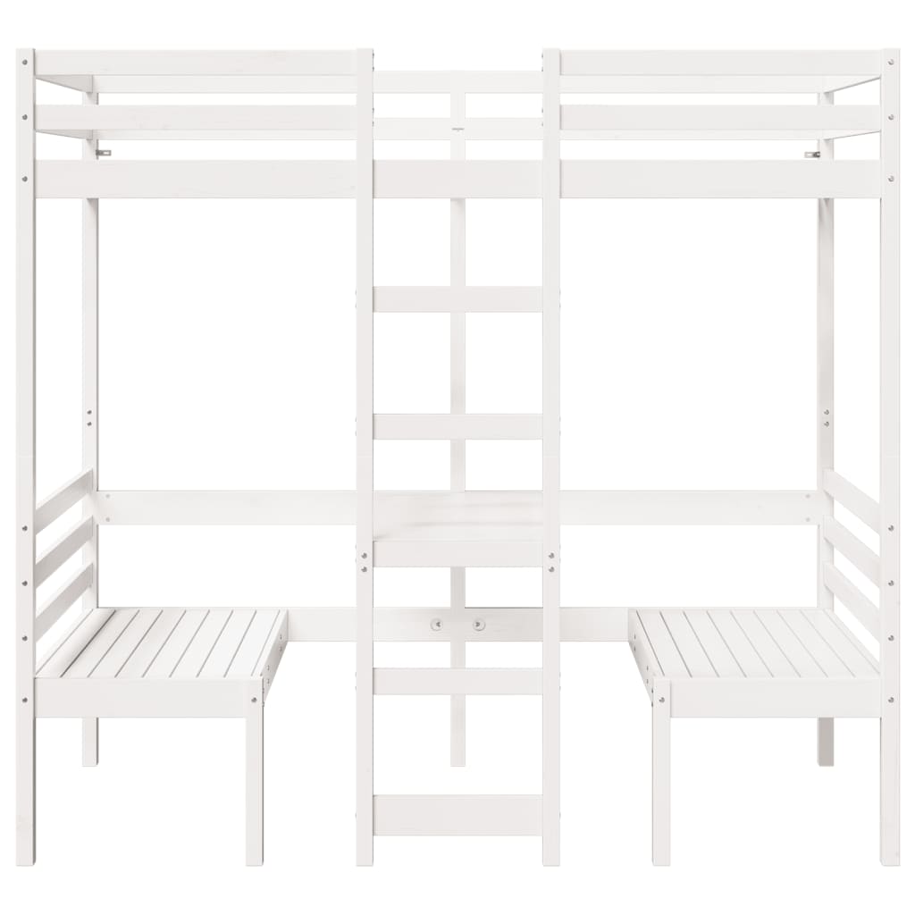 vidaXL Lit mezzanine avec bureau et chaises blanc 90x190 cm pin massif