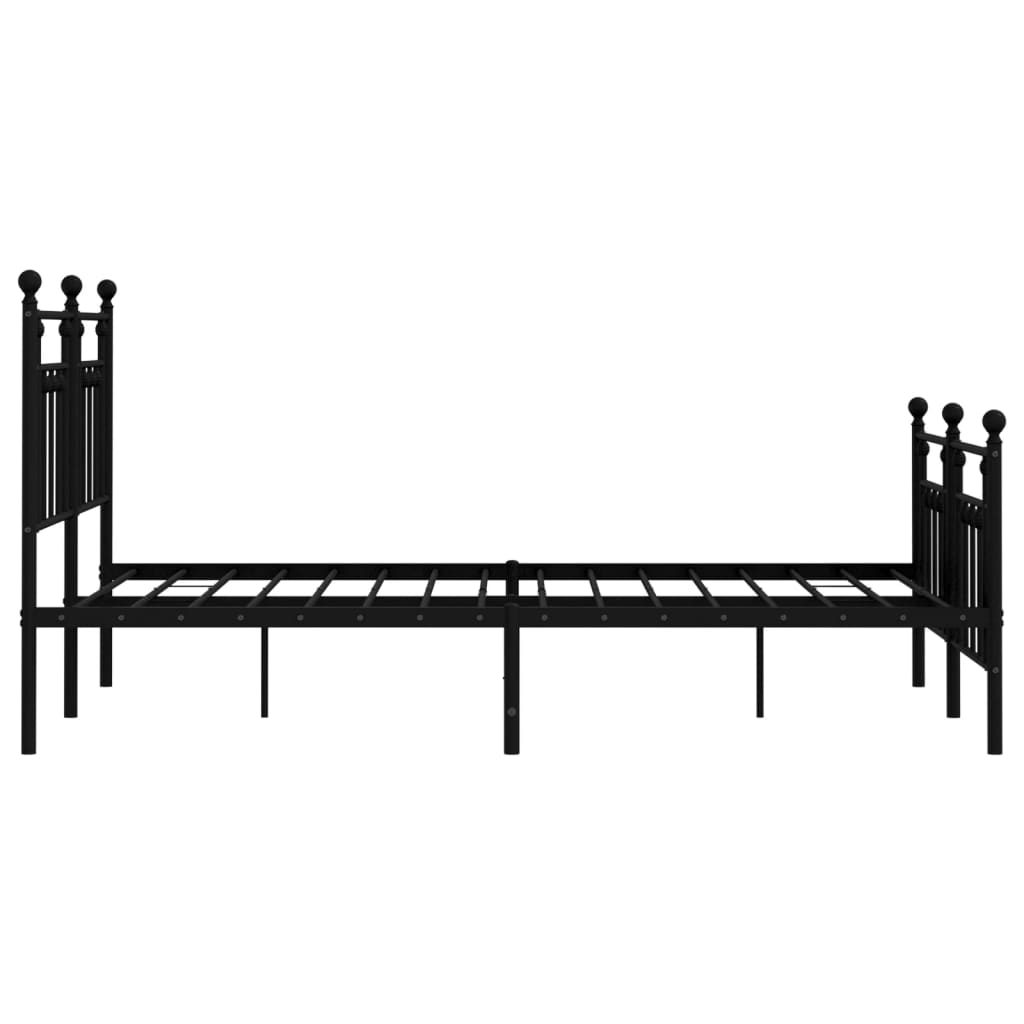 vidaXL Cadre de lit métal sans matelas avec pied de lit noir 140x190cm