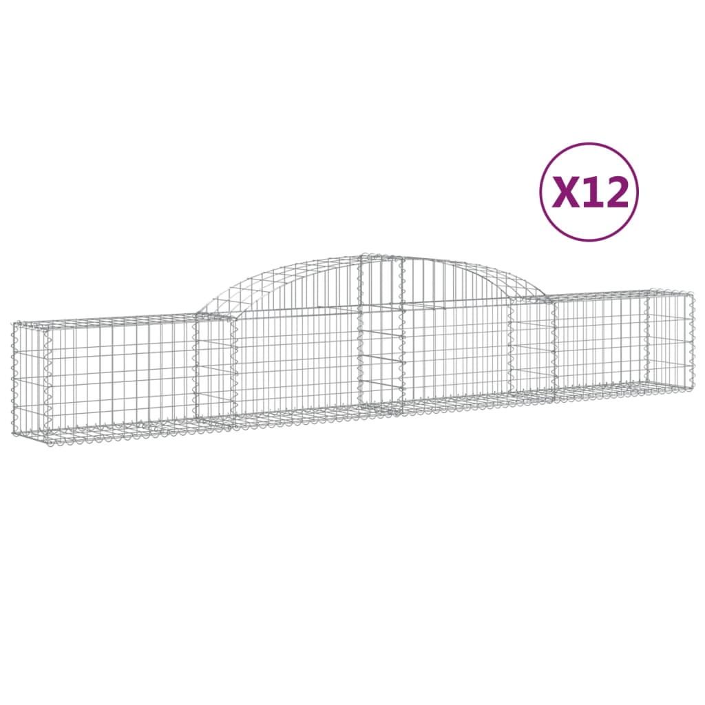 vidaXL Paniers à gabions arqués 12 pcs 300x30x40/60 cm fer galvanisé