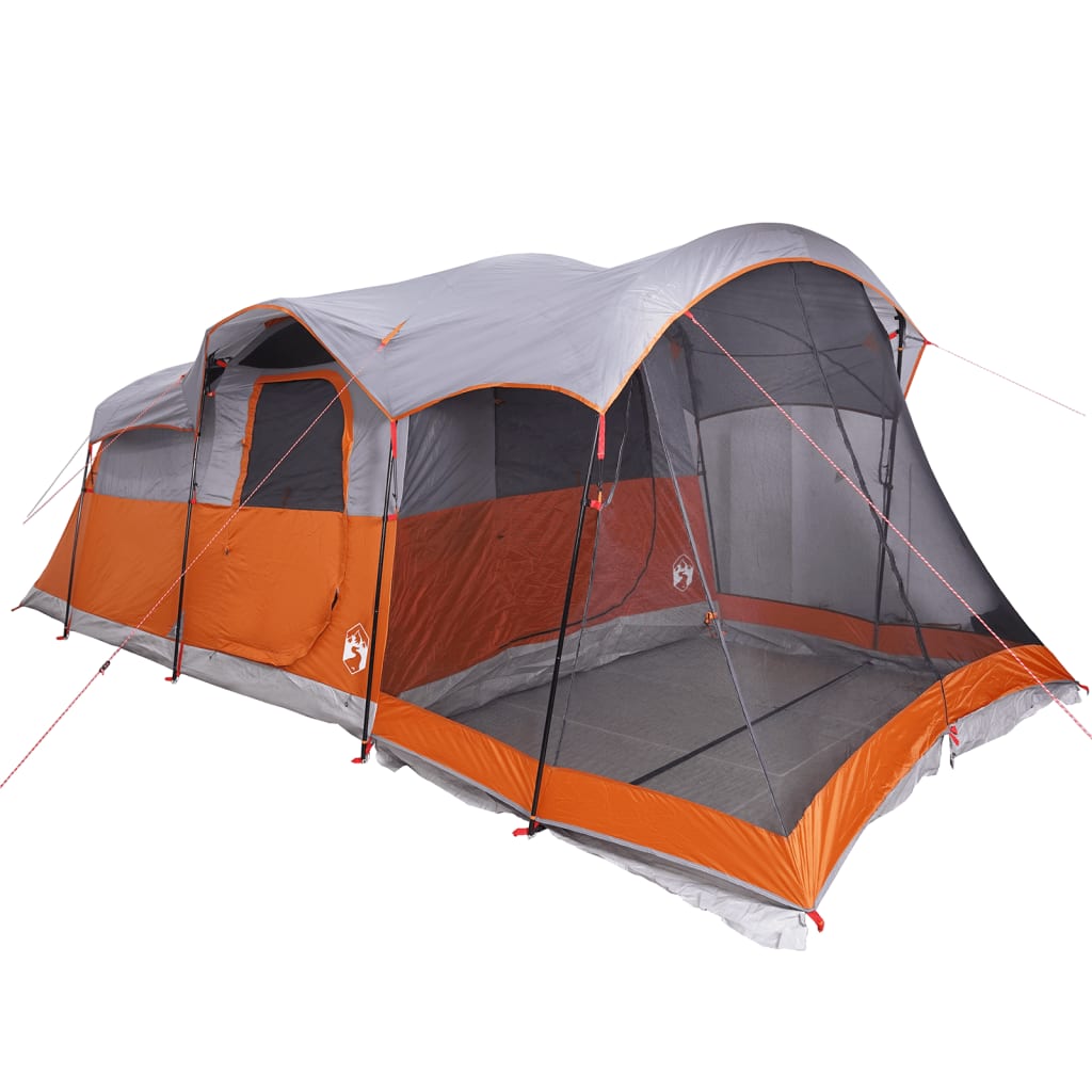 vidaXL Tente familiale tunnel 8 personnes gris et orange imperméable