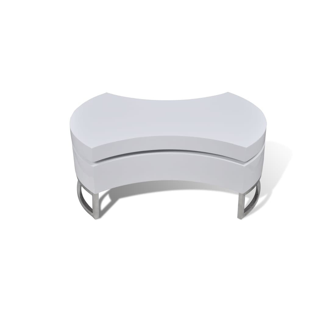 vidaXL Table basse à forme réglable Haute brillance Blanc