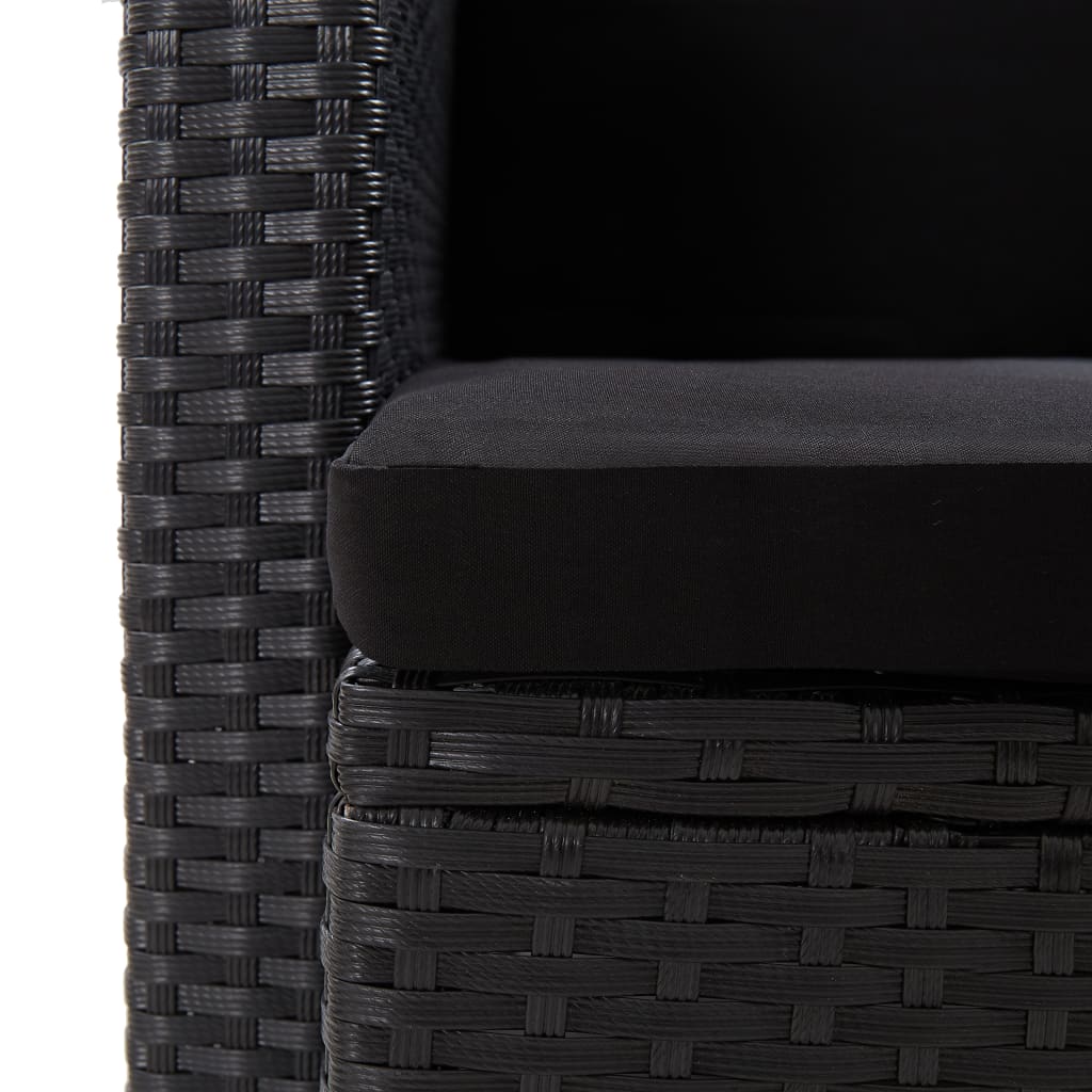 vidaXL Chaise de jardin avec coussins Résine tressée Noir