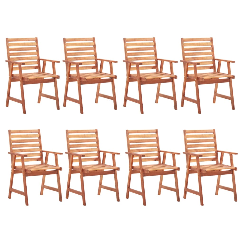 vidaXL Chaises à manger d'extérieur lot de 8 et coussins Acacia massif