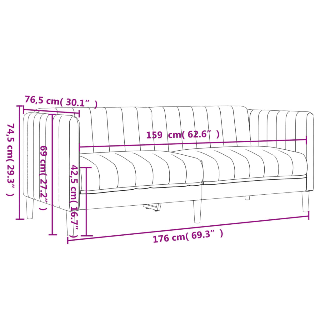 vidaXL Canapé à 2 places gris foncé tissu