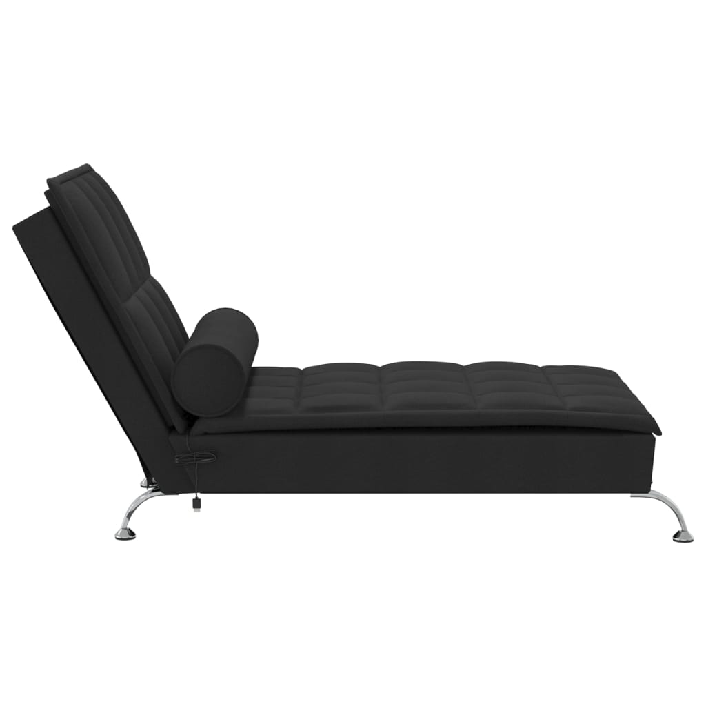 vidaXL Chaise longue de massage avec traversin noir tissu