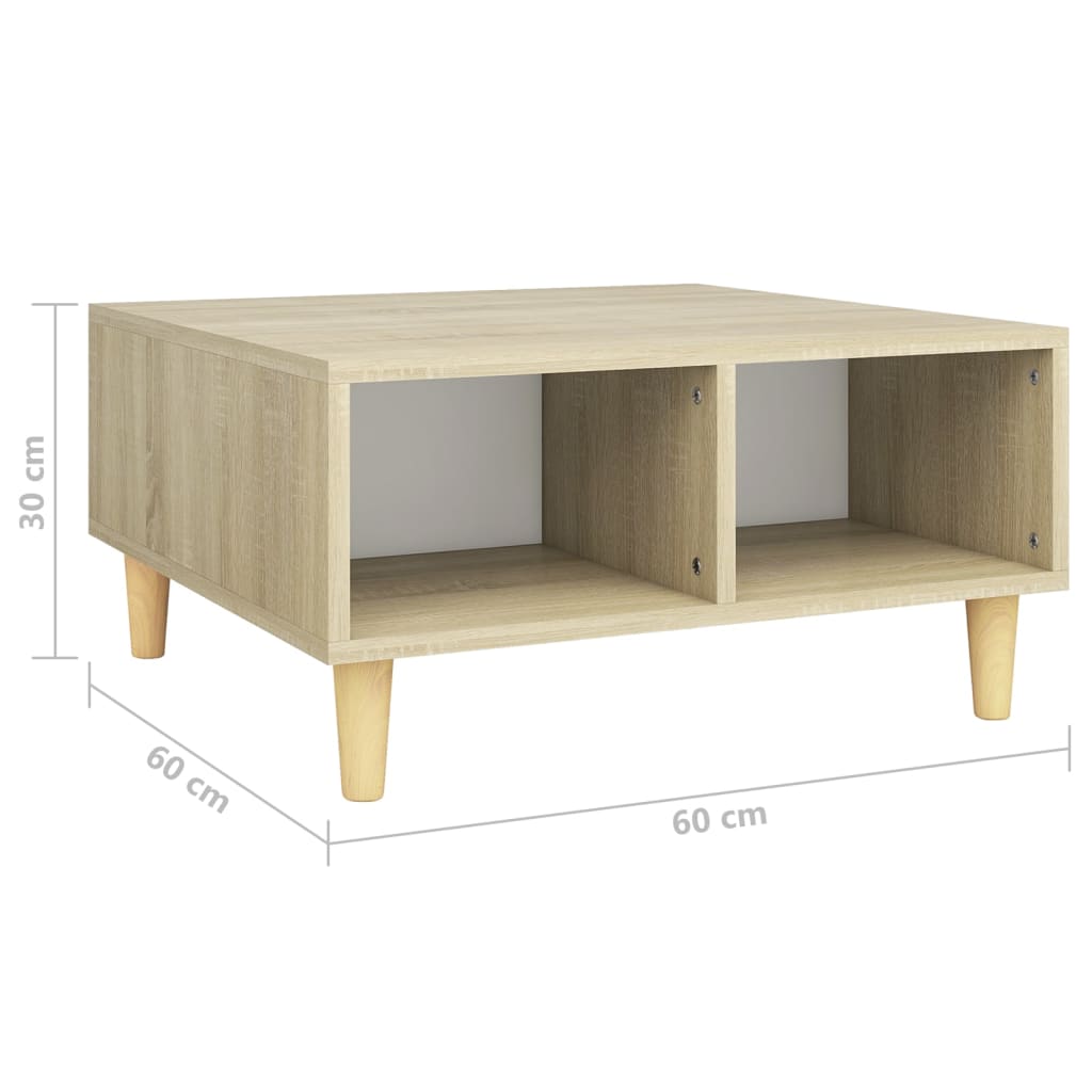 vidaXL Table basse blanc et chêne sonoma 60x60x30 cm bois d'ingénierie