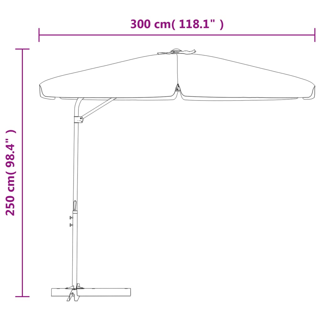 vidaXL Parasol de jardin avec mât en acier 300 cm Bleu azuré