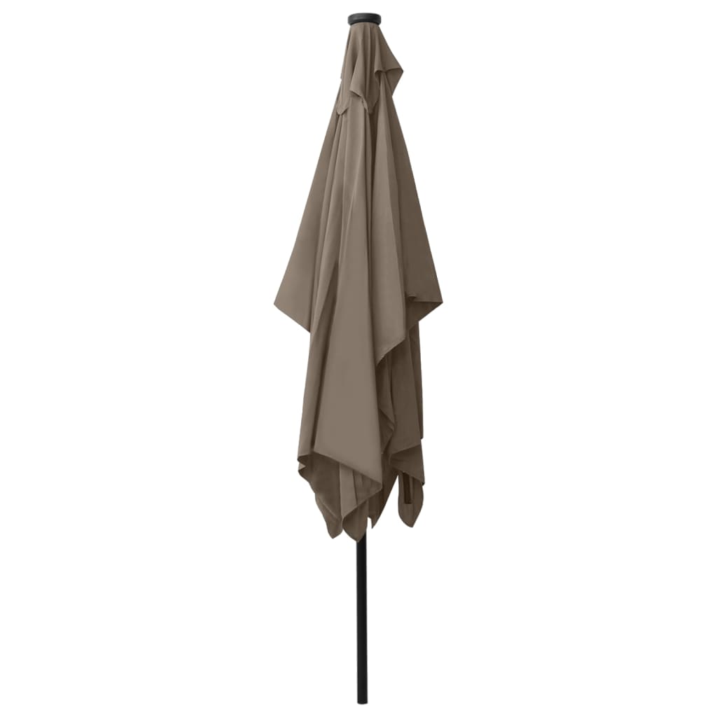 vidaXL Parasol de jardin avec LED et mât en acier taupe 2x3 m