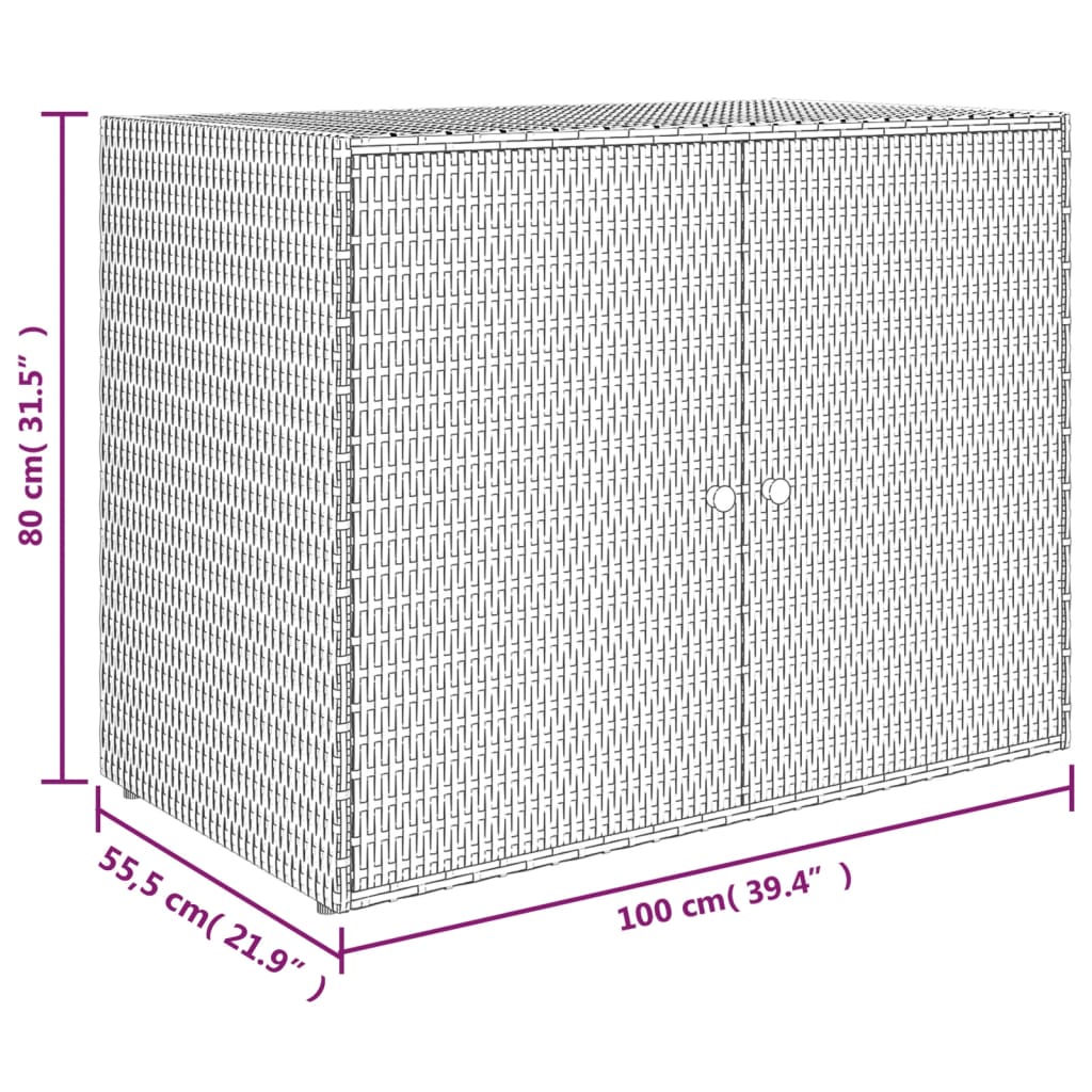 vidaXL Armoire de rangement jardin Gris 100x55,5x80 cm Résine tressée