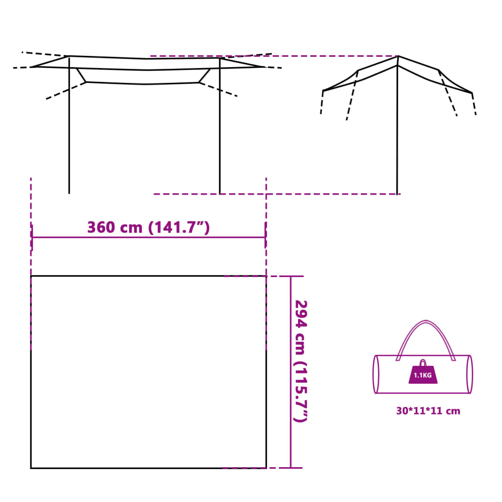 vidaXL Bâche de camping bleu 360x294 cm imperméable