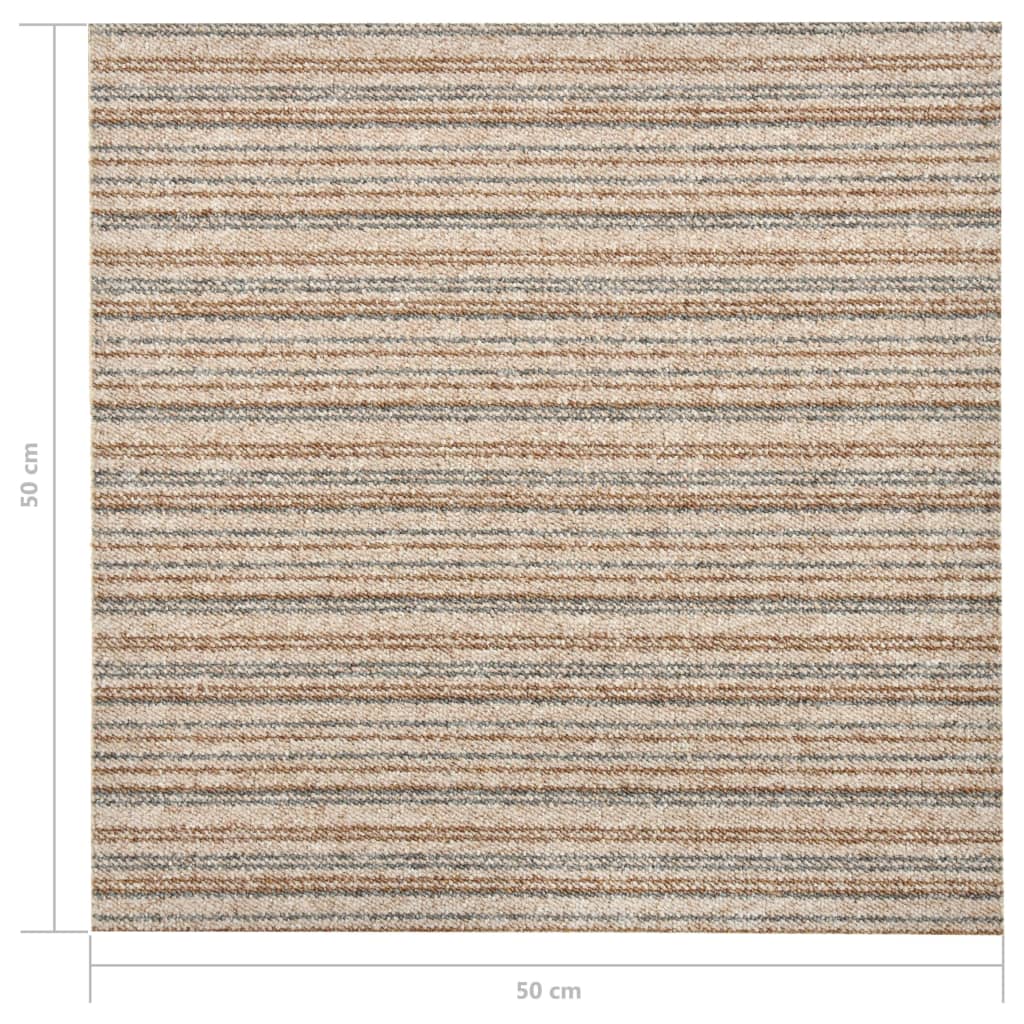 vidaXL Dalles de tapis de sol 20 pcs 5 m² 50x50 cm Beige rayé