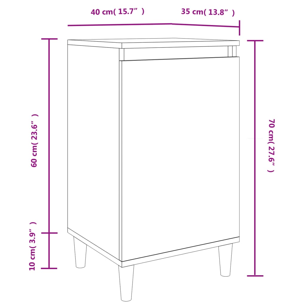 vidaXL Tables de chevet 2 pcs blanc 40x35x70 cm bois d'ingénierie